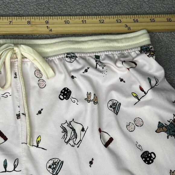 Kate Spade Pajama Set Womens M Henley Jogger Pink Winter Dog Print Top Pants - Picture 13 of 16
